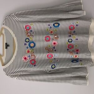 Talbots petite striped embellished lightweight knit pullover